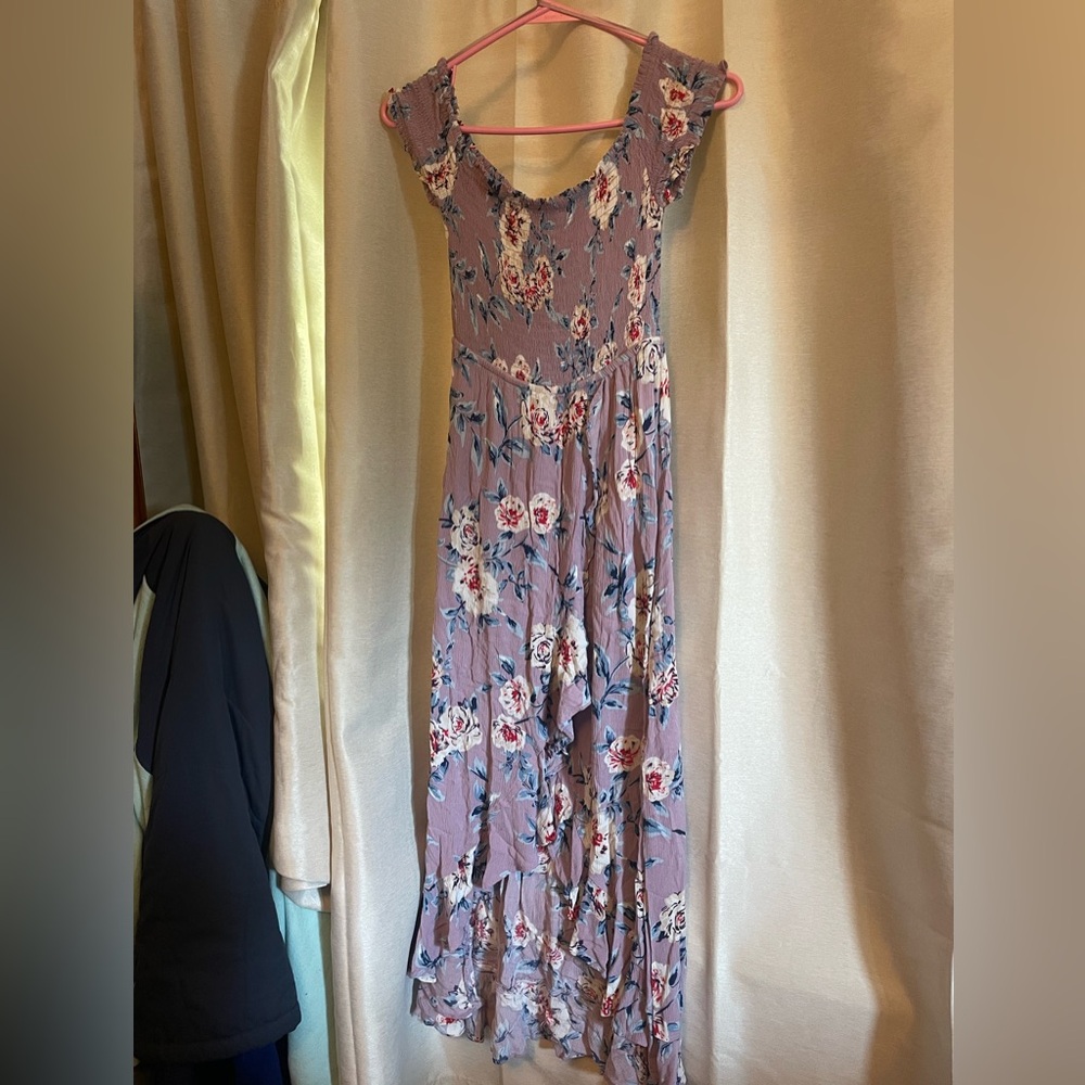 Candie's Lavender and Pink Asymmetrical Smocked Sundress